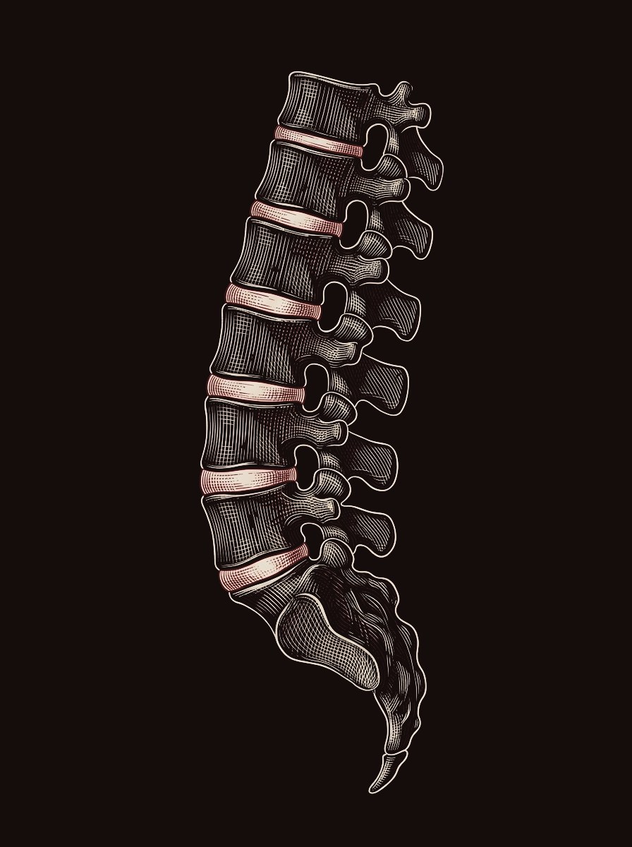 Anatomical engraving of the lumbar spine
